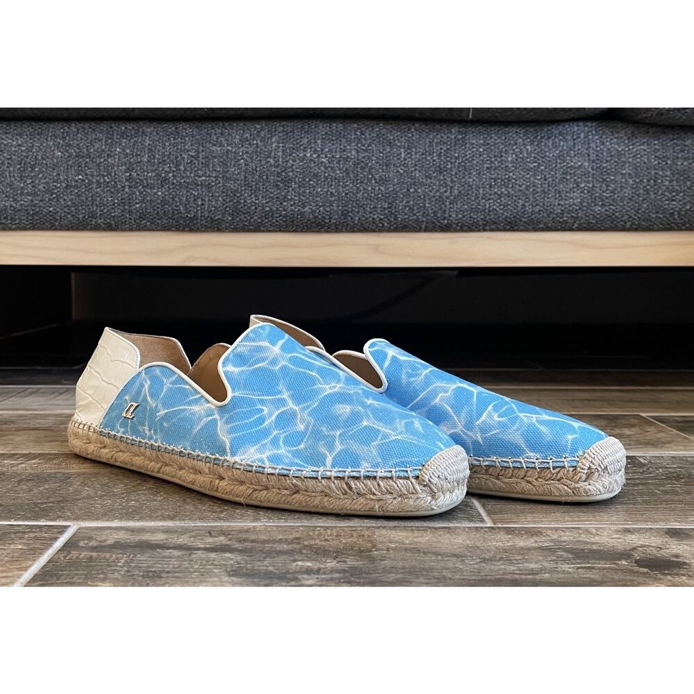 $999 NEW Christian Louboutin Espadon Espadrilles Blue Leather/Canvas Size 42/9 D